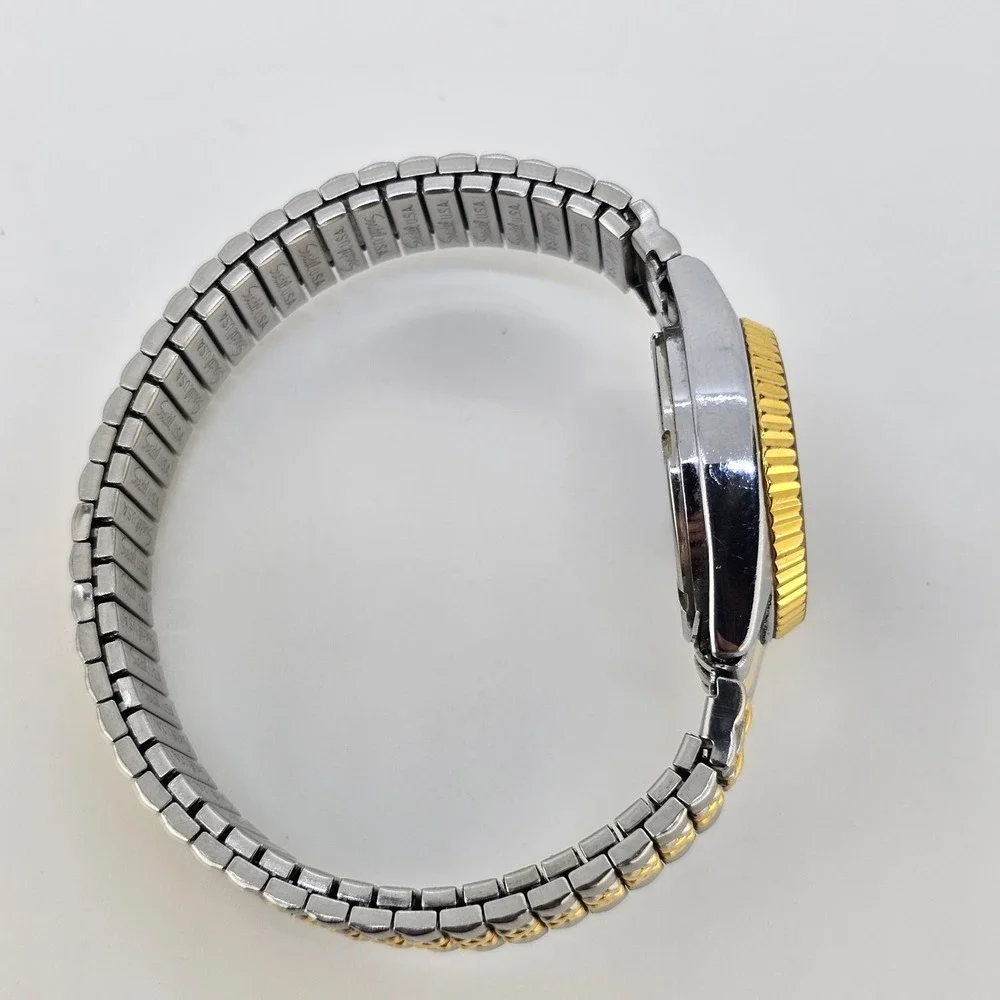 VTG Pulsar Women's Watch 24MM Black Dial Two Tone Stretch Band 5.75
